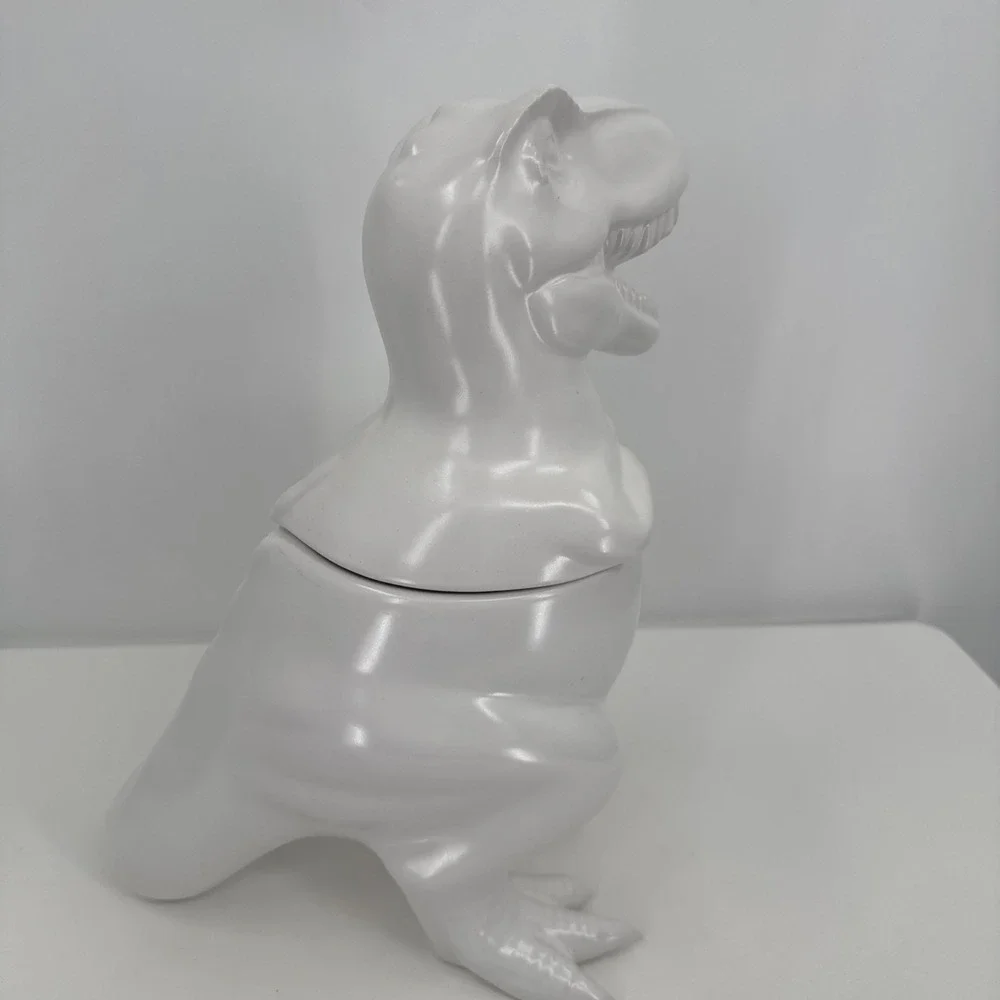 Threshold Target White Dinosaur T Rex Cookie Jar Canister Minimalist Fun Modern - Picture 7 of 11